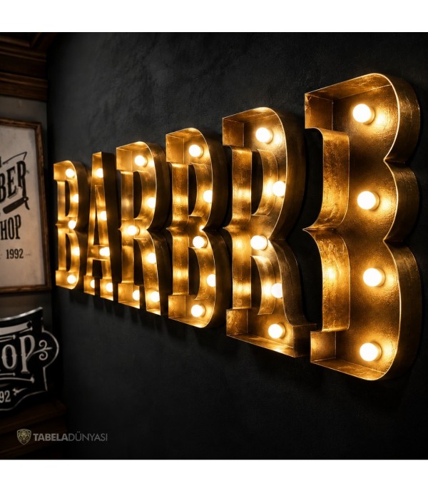 Almanya Barber Eskitme Ters Tava Ampul Kutu Harf Tabela