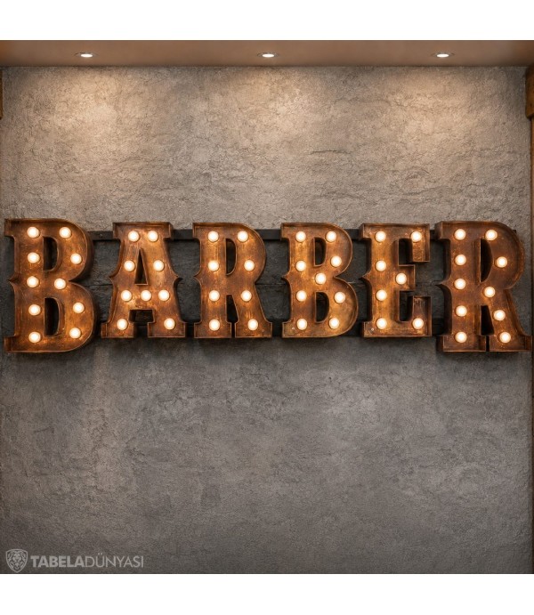 Almanya Barber Eskitme Ters Tava Ampul Kutu Harf Tabela
