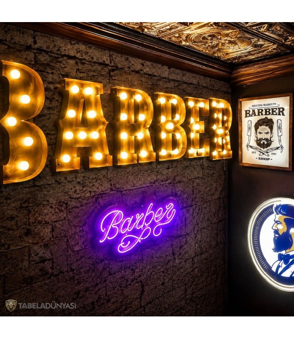 Almanya Barber Eskitme Ters Tava Ampul Kutu Harf Tabela