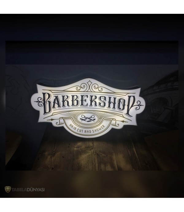 Barber Shop Işıklı Pleksi Tabela