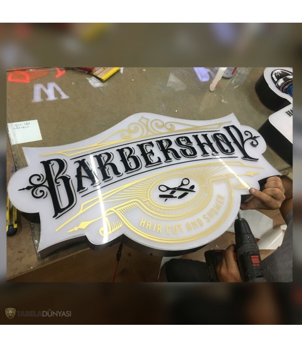 Barber Shop Işıklı Pleksi Tabela