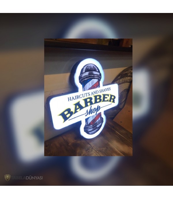 Barber Shop Mikrofon Şeklinde Işıklı Tabela
