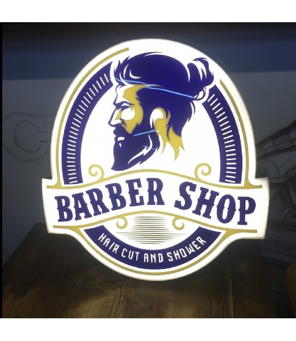 Elips Işıklı Barber Tabela