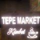 Tepe Market Cıft Taraflı Ahsap Tabela